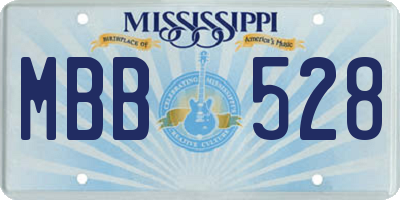 MS license plate MBB528