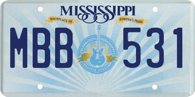 MS license plate MBB531