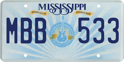 MS license plate MBB533