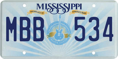 MS license plate MBB534
