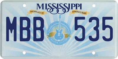 MS license plate MBB535