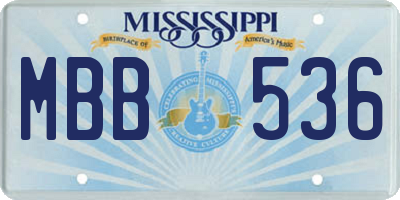 MS license plate MBB536
