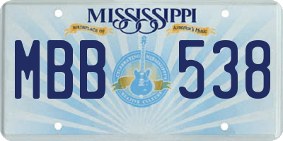 MS license plate MBB538