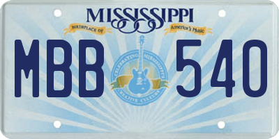 MS license plate MBB540