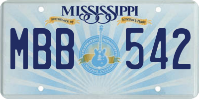 MS license plate MBB542