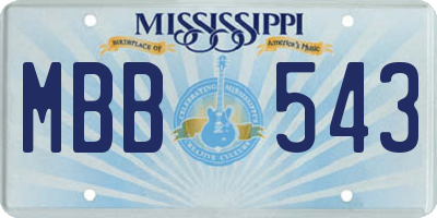 MS license plate MBB543