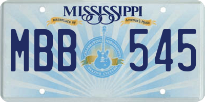 MS license plate MBB545