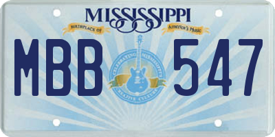 MS license plate MBB547