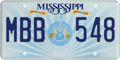 MS license plate MBB548