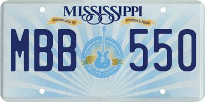 MS license plate MBB550