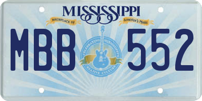 MS license plate MBB552
