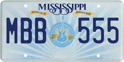MS license plate MBB555