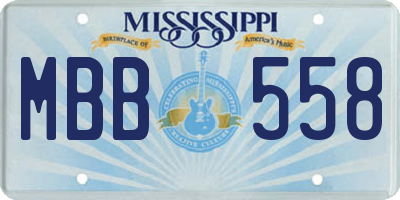 MS license plate MBB558