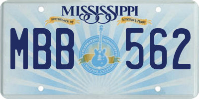 MS license plate MBB562