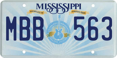 MS license plate MBB563