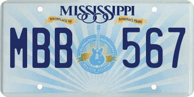 MS license plate MBB567
