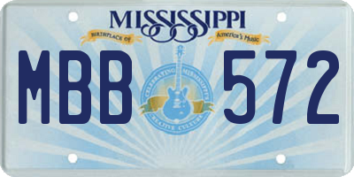 MS license plate MBB572