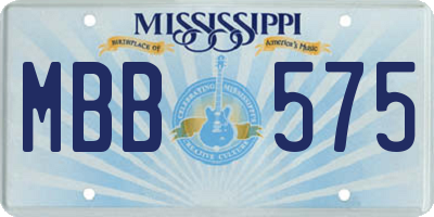 MS license plate MBB575