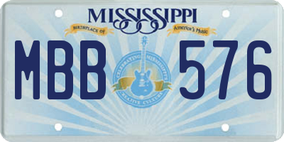 MS license plate MBB576