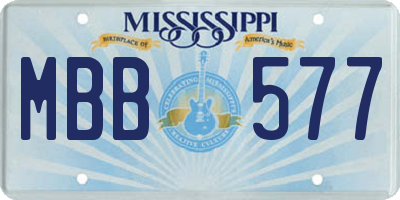 MS license plate MBB577