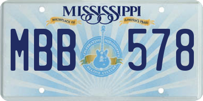 MS license plate MBB578