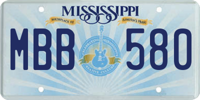 MS license plate MBB580