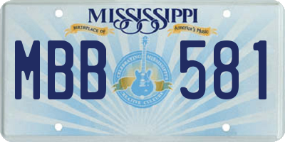 MS license plate MBB581