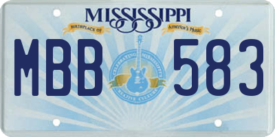 MS license plate MBB583