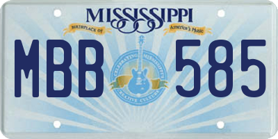 MS license plate MBB585