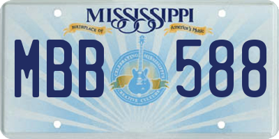 MS license plate MBB588