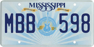 MS license plate MBB598