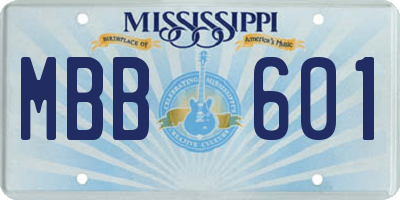 MS license plate MBB601