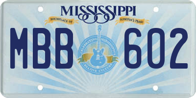 MS license plate MBB602
