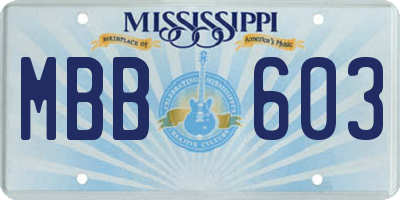 MS license plate MBB603