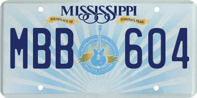 MS license plate MBB604