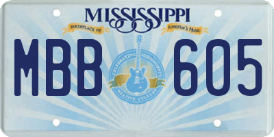 MS license plate MBB605