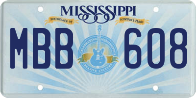 MS license plate MBB608