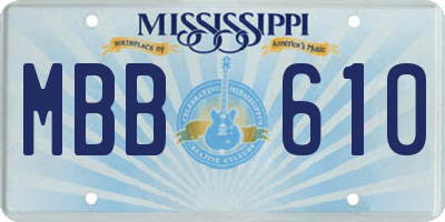 MS license plate MBB610