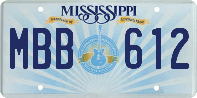 MS license plate MBB612