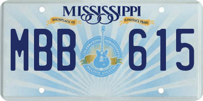 MS license plate MBB615