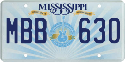 MS license plate MBB630