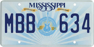 MS license plate MBB634