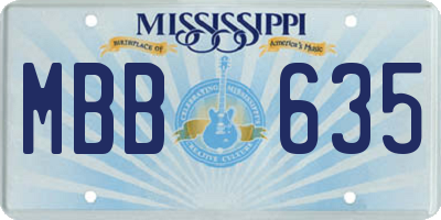 MS license plate MBB635