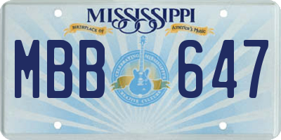 MS license plate MBB647
