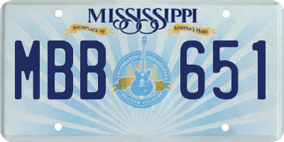 MS license plate MBB651