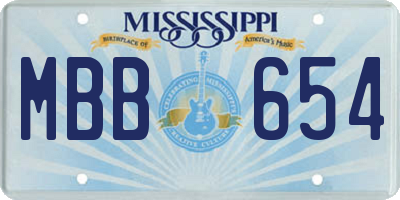 MS license plate MBB654