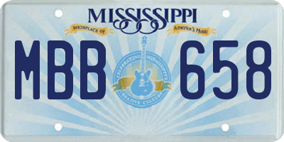 MS license plate MBB658