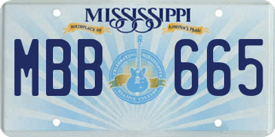 MS license plate MBB665