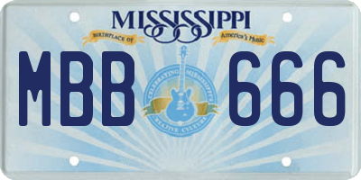 MS license plate MBB666