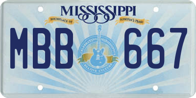 MS license plate MBB667
